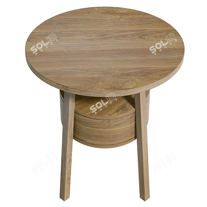 Modern Round Wood Bedside Drawer 3D model image 3