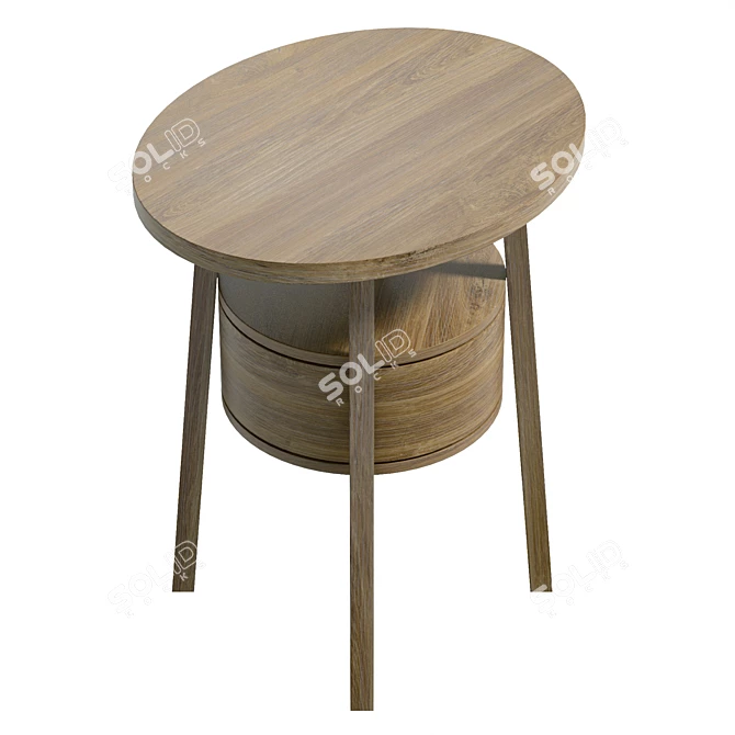 Modern Round Wood Bedside Drawer 3D model image 5