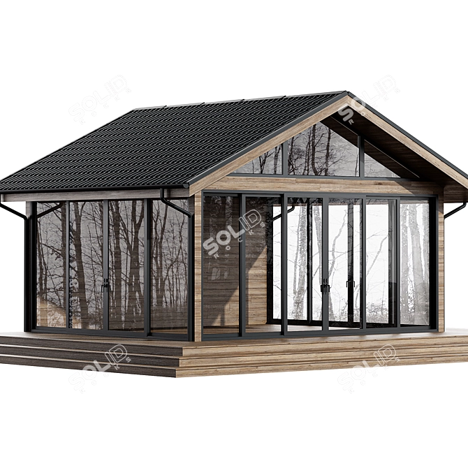 Elegant Panoramic Glass Gazebo 3D model image 4