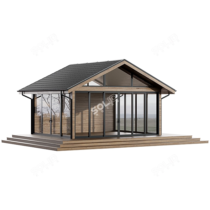 Elegant Panoramic Glass Gazebo 3D model image 6