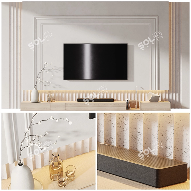 Modern TV Wall Unit 3 3D model image 2