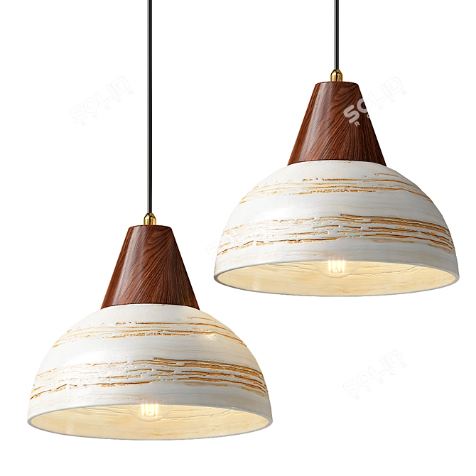 Handcrafted Ceramic Pendant Light 3D model image 3