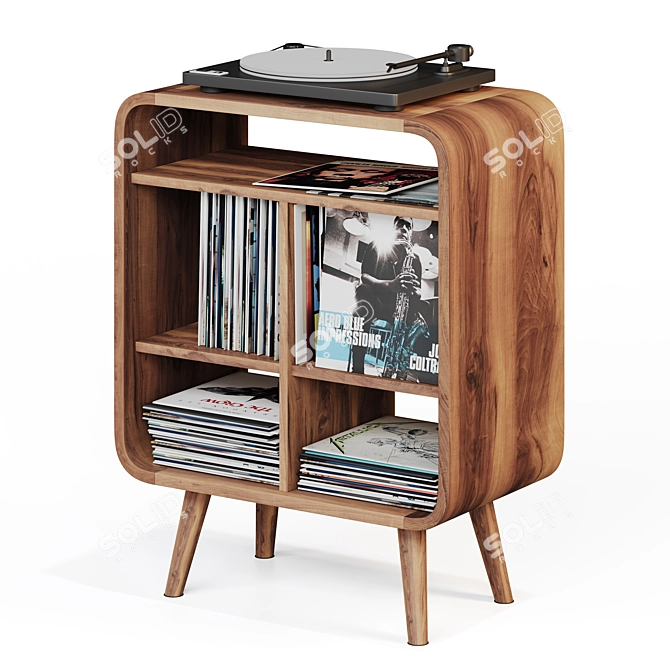 Modern Vinyl Record Shelf Stand 3D model image 1