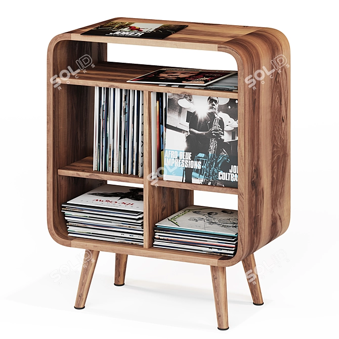 Modern Vinyl Record Shelf Stand 3D model image 6