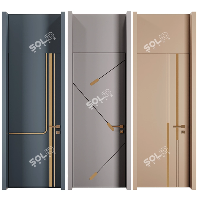 Modern Entrance Door Set 86 3D model image 3