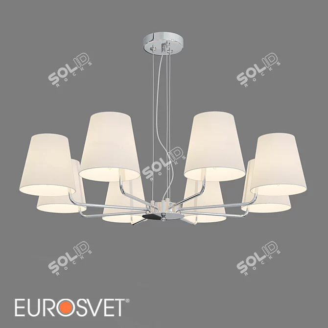 Eurosvet Amaretto Hanging Chandelier with Fabric Shades 3D model image 1