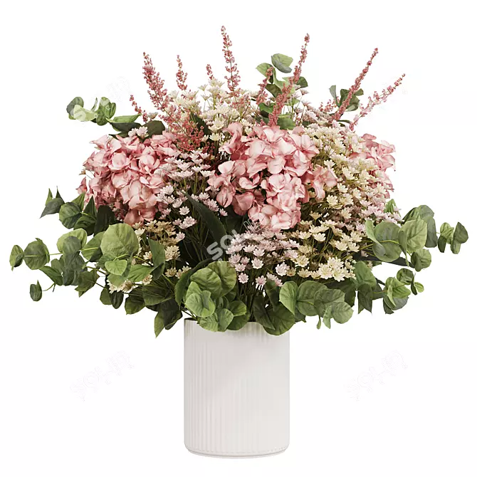 Hydrangea Eucalyptus Bouquet 3D Model 3D model image 3