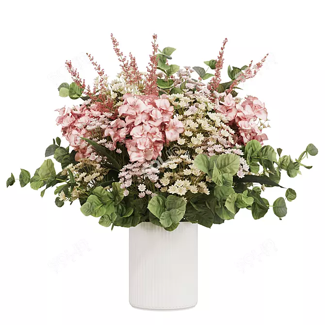 Hydrangea Eucalyptus Bouquet 3D Model 3D model image 4