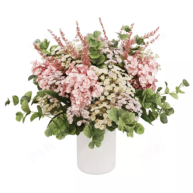 Hydrangea Eucalyptus Bouquet 3D Model 3D model image 5