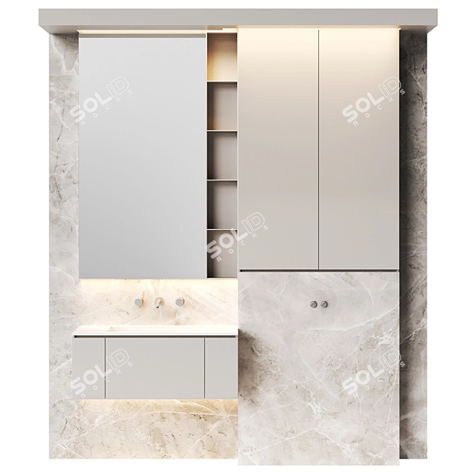 Modern Bathroom Furniture Stone Trim 3D model image 1