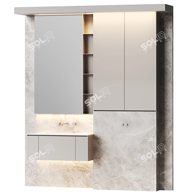 Modern Bathroom Furniture Stone Trim 3D model image 2