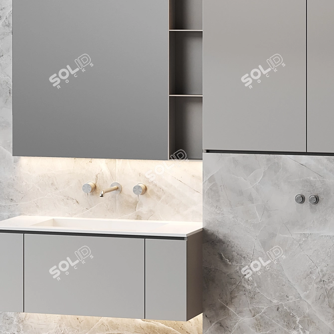 Modern Bathroom Furniture Stone Trim 3D model image 3