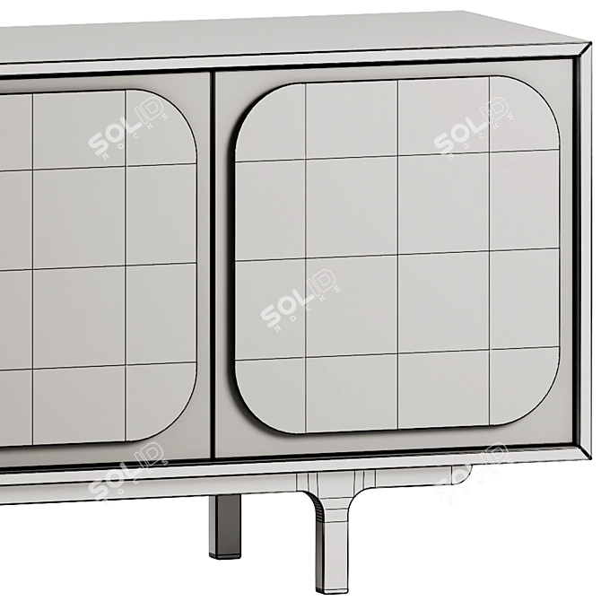 Modern Wood 4-Door Sideboard 3D model image 6