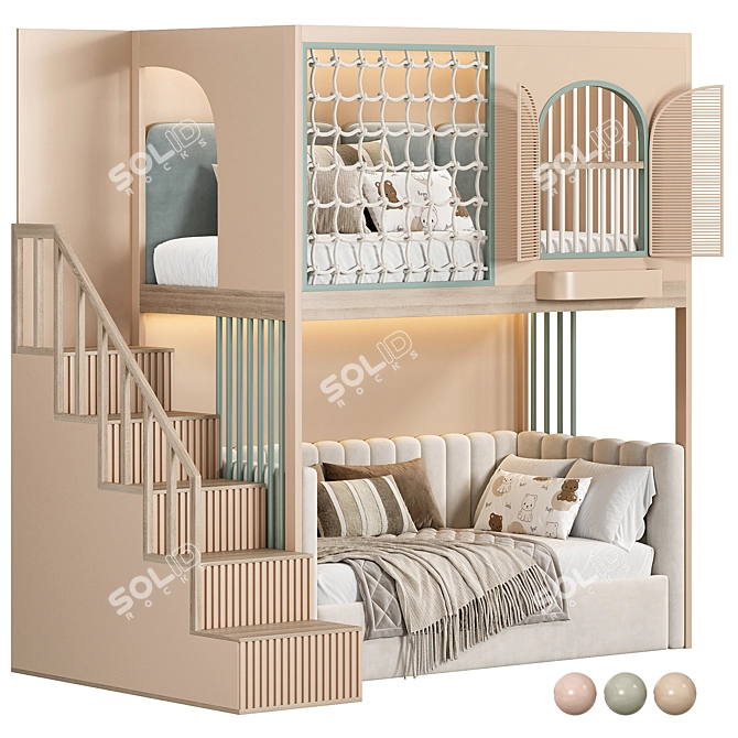 Designer 2-Level Bed for Kids 3D model image 6