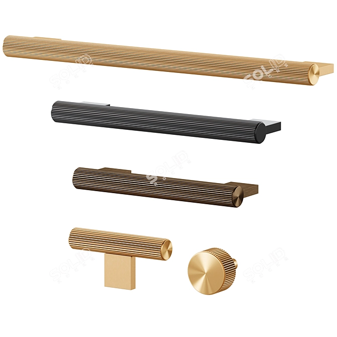 Meraki GRAFO Brass Cabinet Handles 3D model image 1