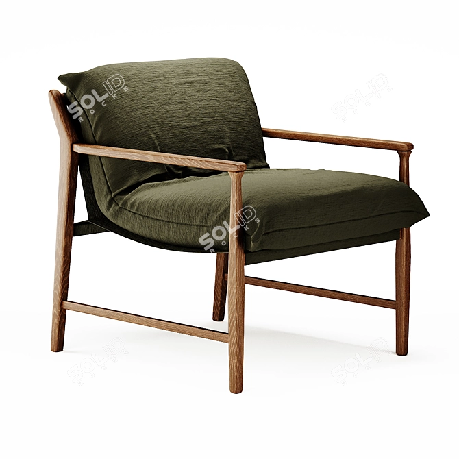 	Removable Cushioned Wooden Armchair 3D model image 2