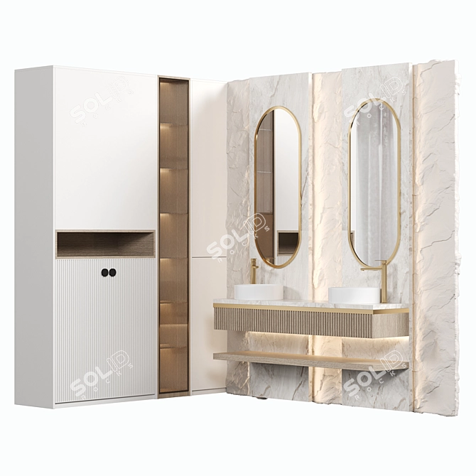 Modern Bathroom Furniture Set 3D model image 1