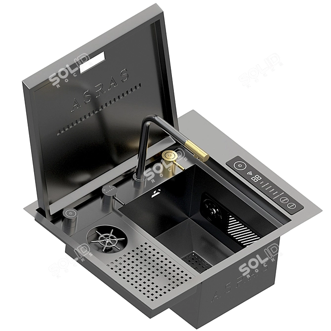 Stainless Steel Rectangular Friction-Resistant Sink 3D model image 2