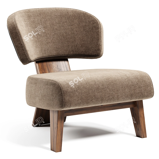  REEVES WOOD By Minotti Easy Chair 3D model image 1