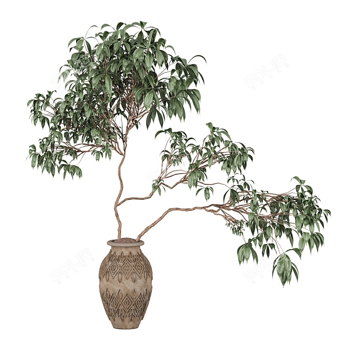 Clay Pot Tree Decoration 2018 3D model image 2