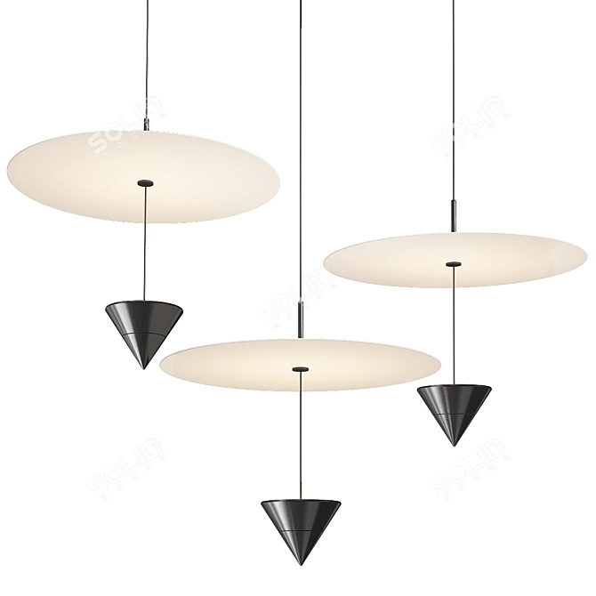 Sleek Saucer Pendant Light 3D model image 3