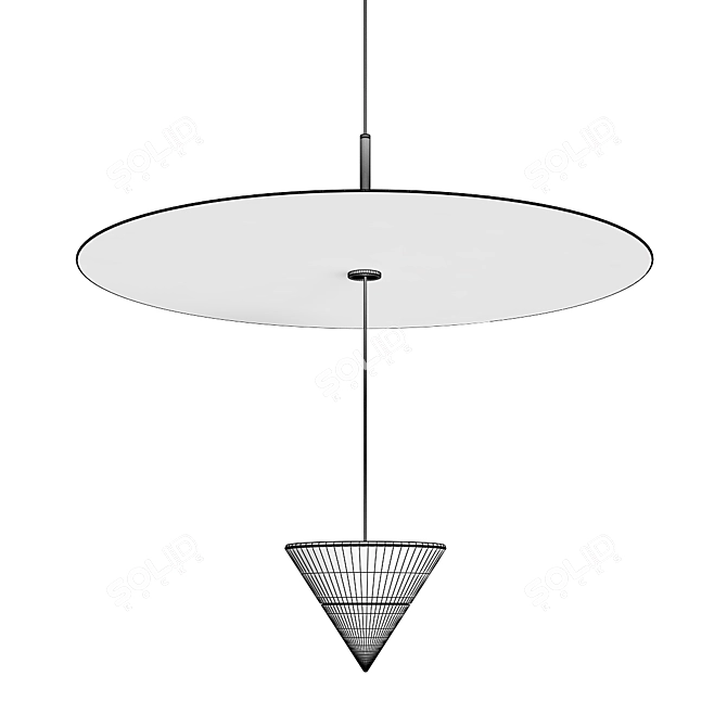 Sleek Saucer Pendant Light 3D model image 4