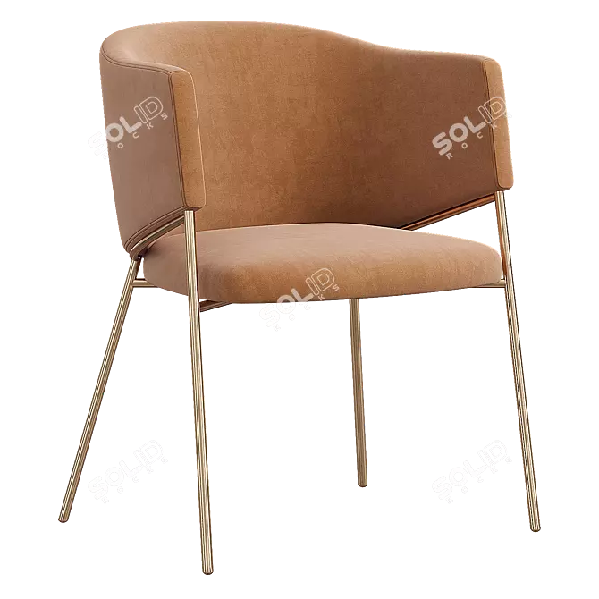 Elegant Eliza Velvet Beige Chair 3D model image 1