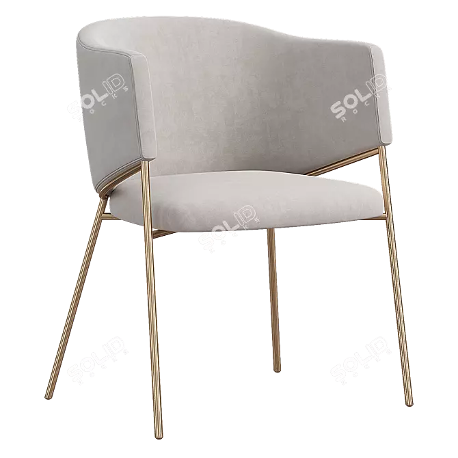 Elegant Eliza Velvet Beige Chair 3D model image 2