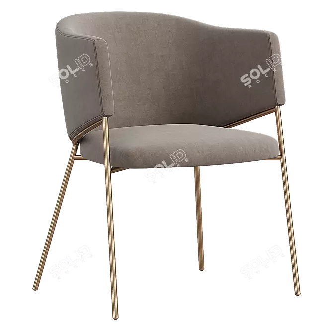 Elegant Eliza Velvet Beige Chair 3D model image 3