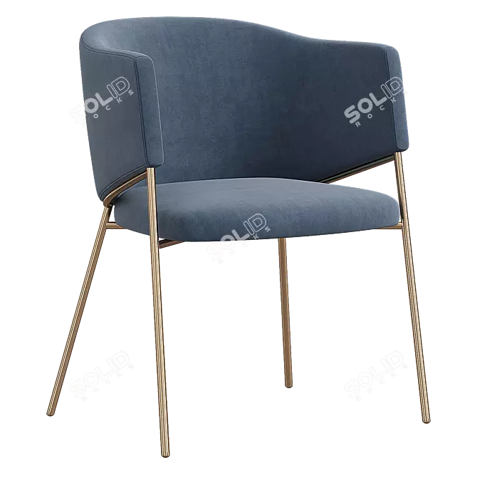 Elegant Eliza Velvet Beige Chair 3D model image 4