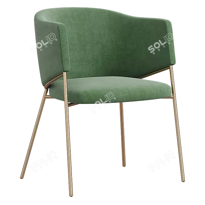 Elegant Eliza Velvet Beige Chair 3D model image 5