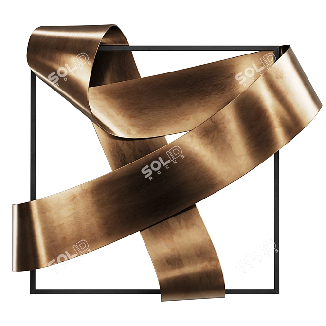 Minimalist Metal Ribbon Wall Sculpture 3D model image 1