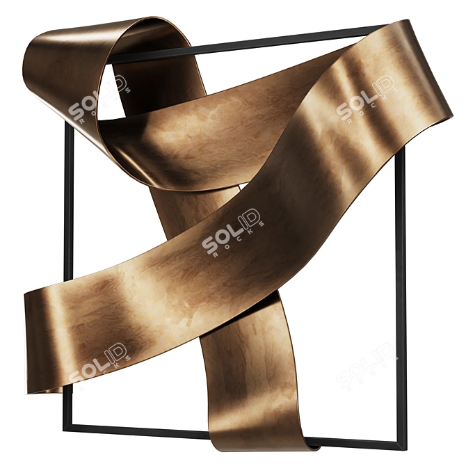 Minimalist Metal Ribbon Wall Sculpture 3D model image 3