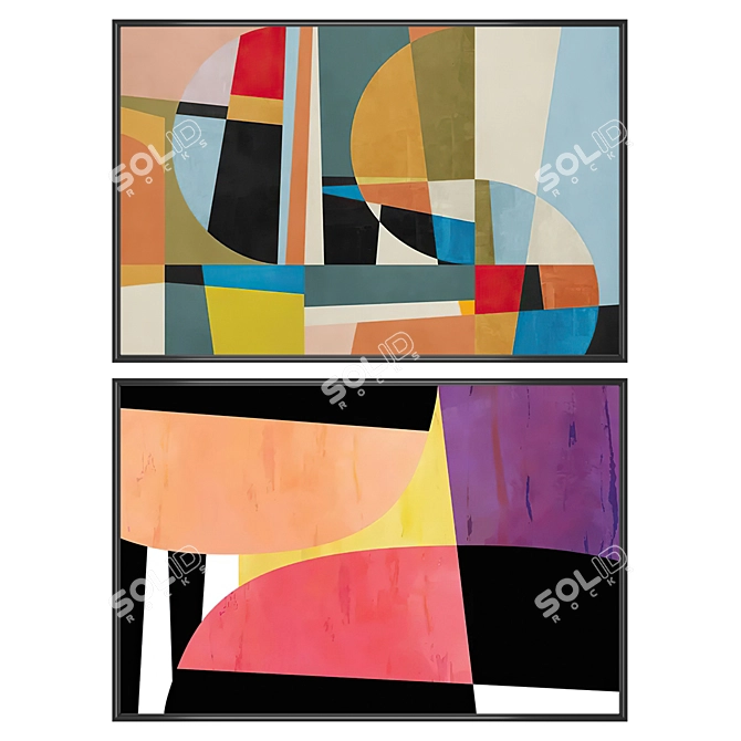 Gallery Art Set with Frames 3D model image 1