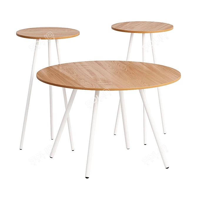 Compact Metal Side Tables 3D model image 1