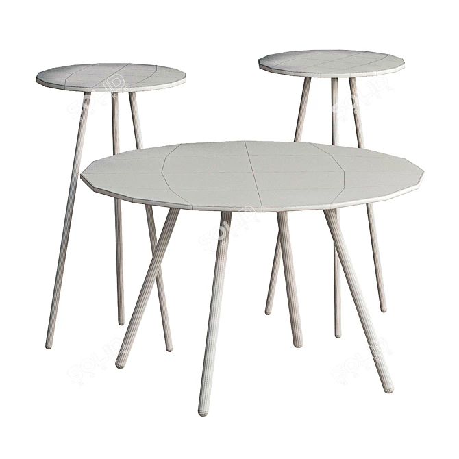 Compact Metal Side Tables 3D model image 4