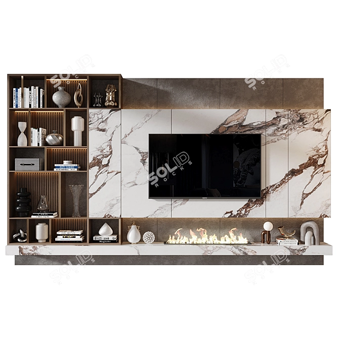 Modern TV Wall Decor Shelf 3D model image 1