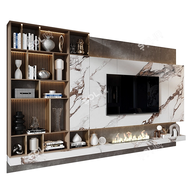 Modern TV Wall Decor Shelf 3D model image 2