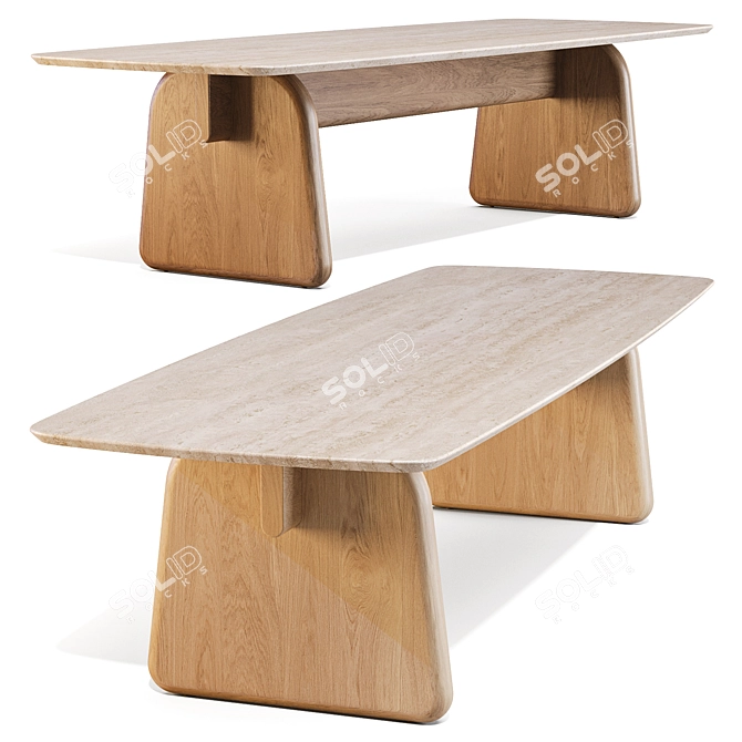 Japanese-inspired Arlette Dining Table 3D model image 1