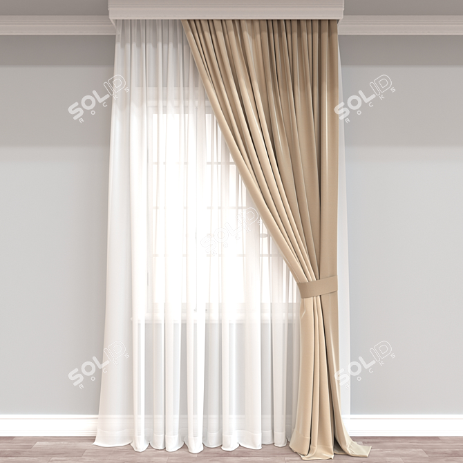 Versatile 3D Curtain Model - VRay & Corona Compatible 3D model image 1