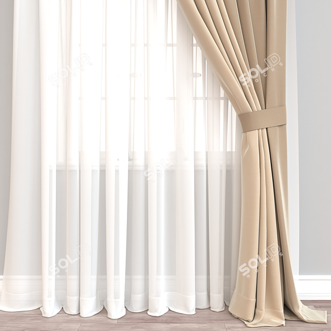 Versatile 3D Curtain Model - VRay & Corona Compatible 3D model image 2