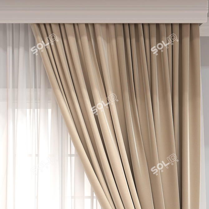 Versatile 3D Curtain Model - VRay & Corona Compatible 3D model image 3