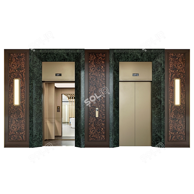  Modern Elevator Lobby Design Kit 3D model image 2