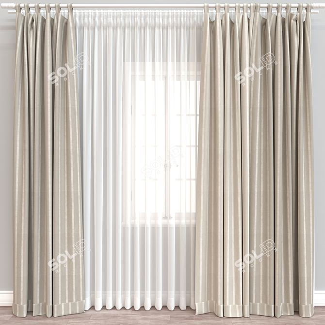  3D Curtain Model with Export Options 3D model image 1