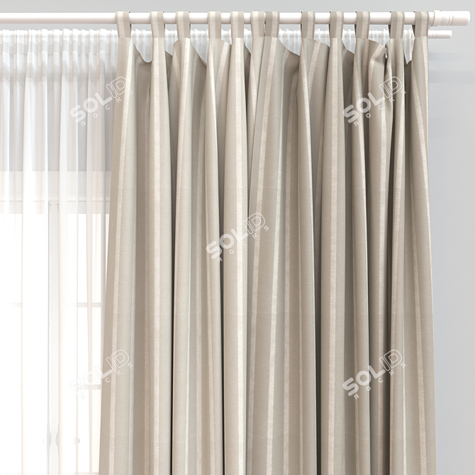  3D Curtain Model with Export Options 3D model image 3