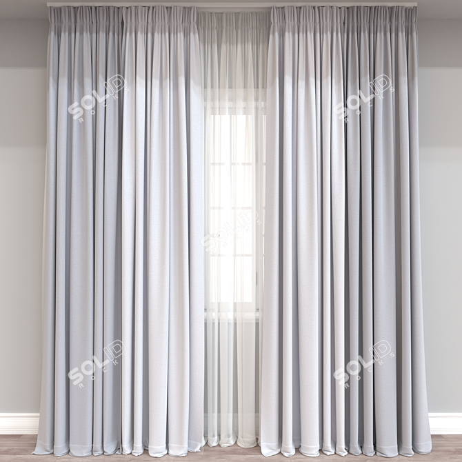 Multi-Format 3D Curtain Model 3D model image 1