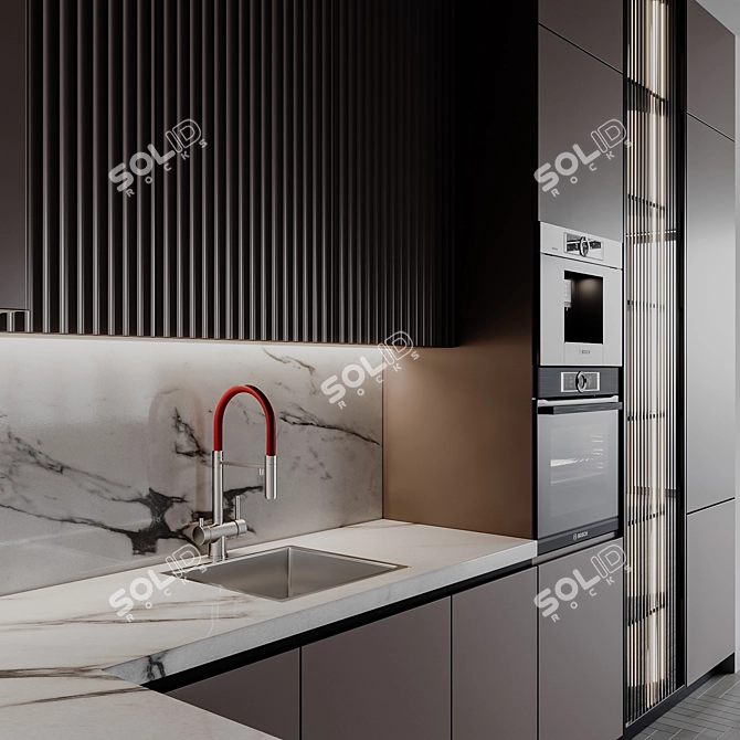 Adjustable Modern Kitchen Unit 3D model image 3