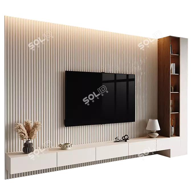 Modern TV Wall Set Design 3D model image 1