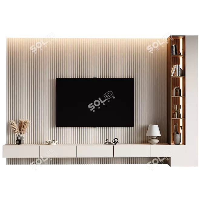 Modern TV Wall Set Design 3D model image 2