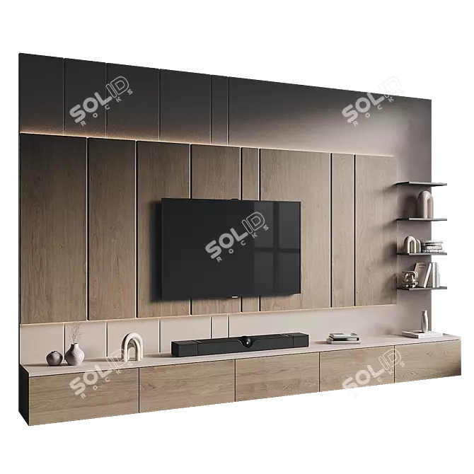 Modern TV Wall Set Design 3D model image 1